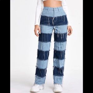 NEW SHEIN high rise wide leg distressed jeans